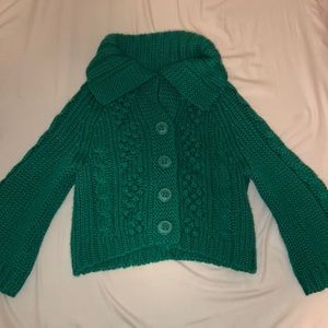 Greenish Teal Cropped Chunky Sweater